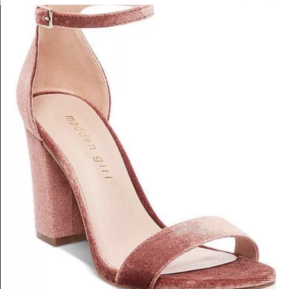 Blush velvet block heels by Steve  madden